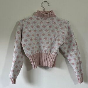 Pink and white polka dot sweater